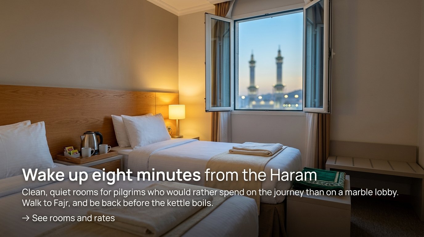 Dar Al-Misk Hotel, Makkah — rooms an eight-minute walk from the Haram.